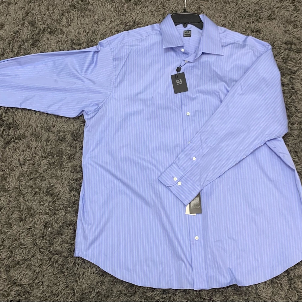 NWT Ike Behar, blue pinstripe shirt, Big&Tall 17.5 neck